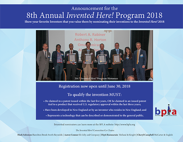 8th. Annual Invented Here! Program 2018